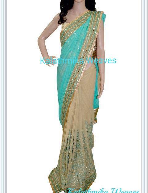 sea-blue-partywear-saree